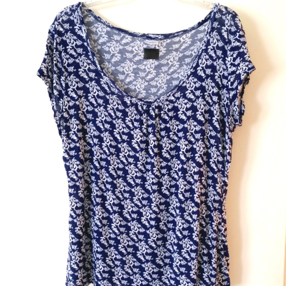 Black Label sleeveless drop neck blue / white sleep lounge comfort top